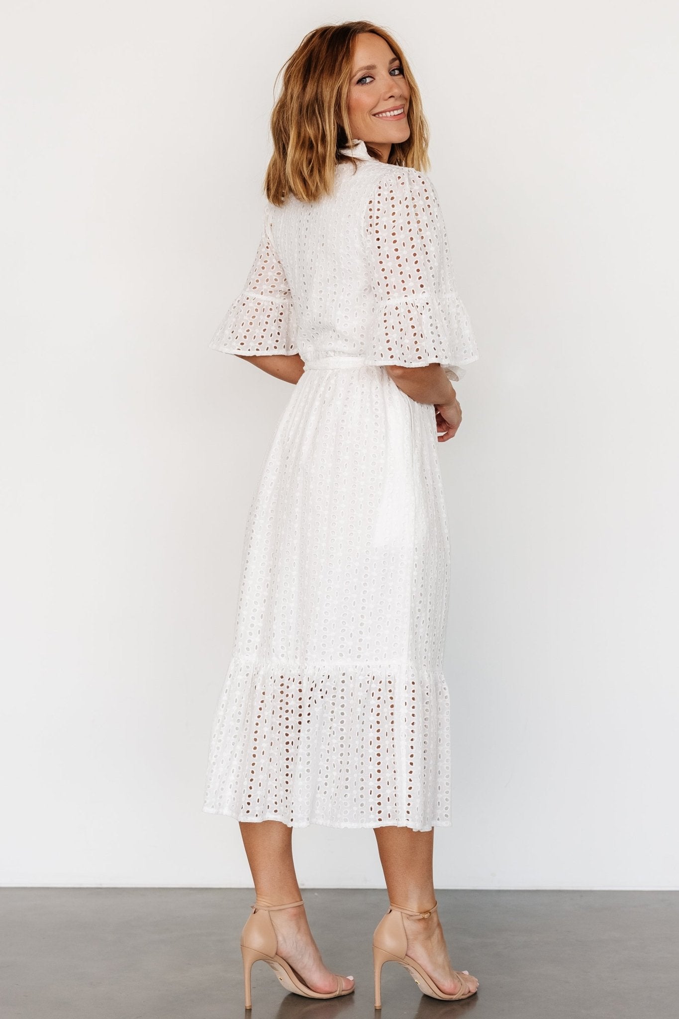 Virginia Eyelet Midi Dress | Off White - Baltic Born