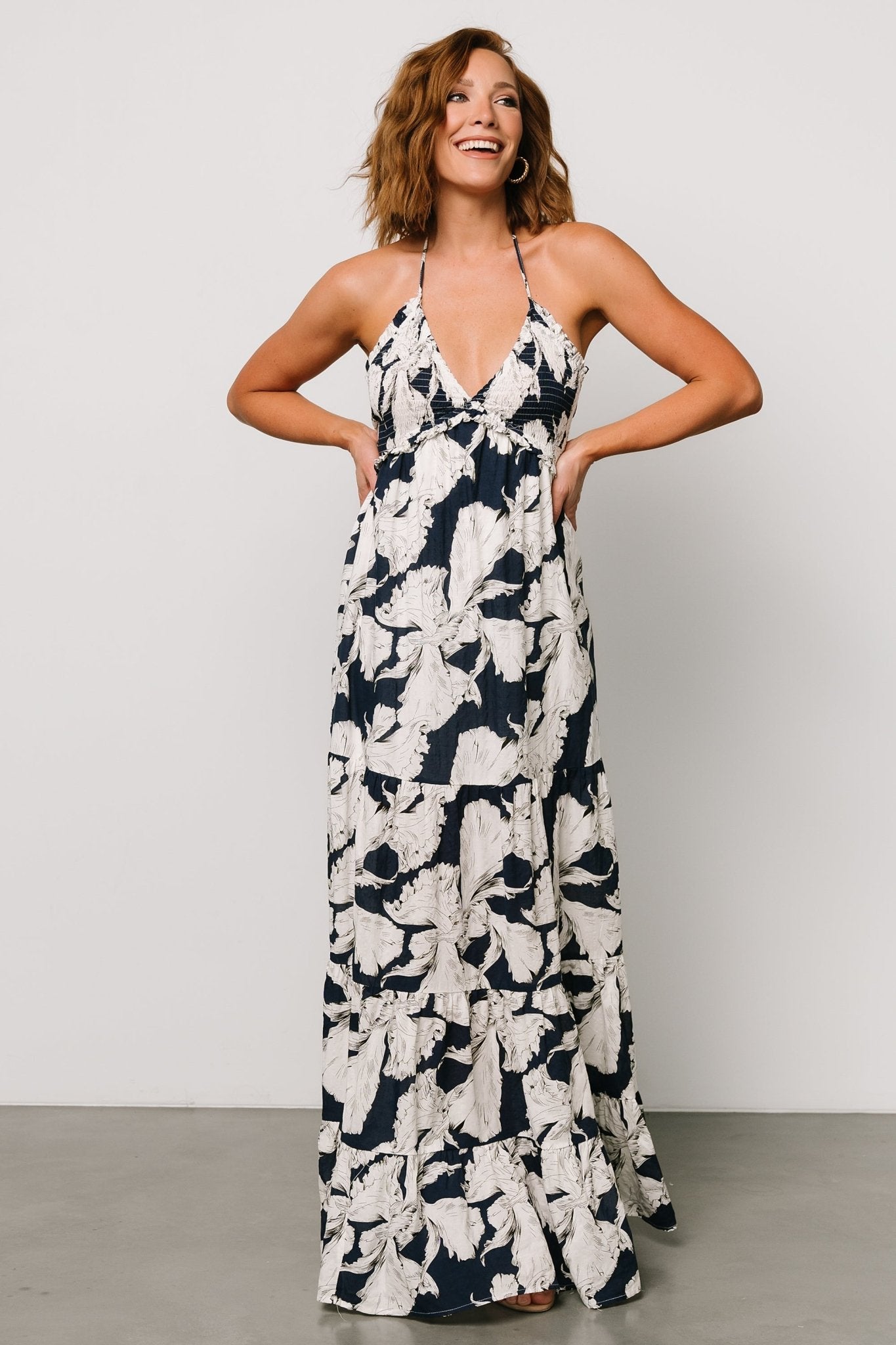 Visalia Maxi Dress | Navy + White - Baltic Born