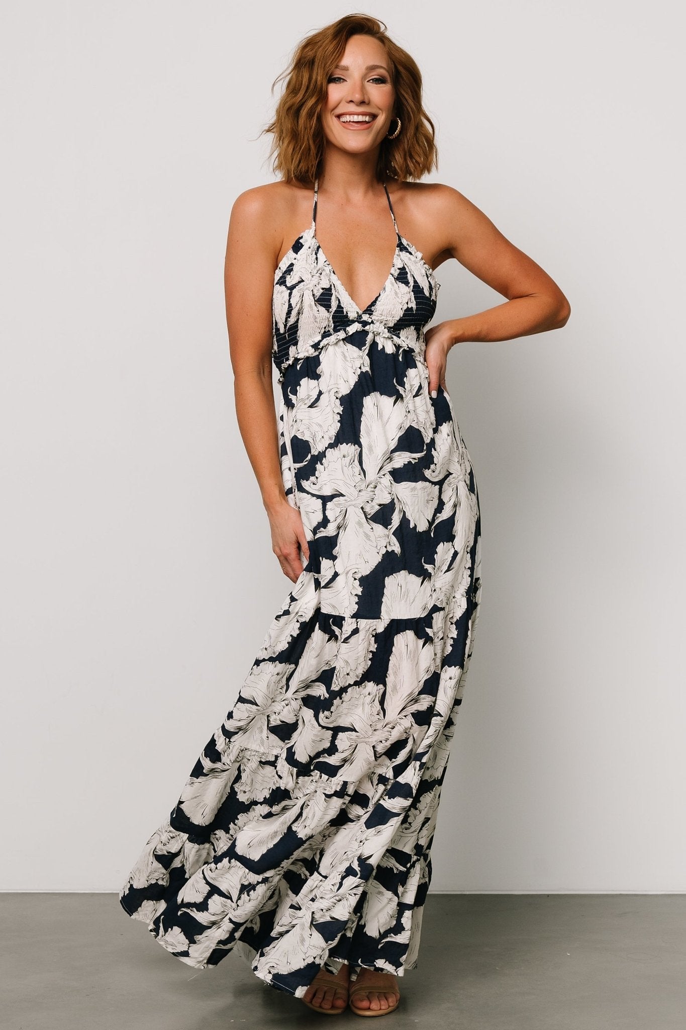 Visalia Maxi Dress | Navy + White - Baltic Born