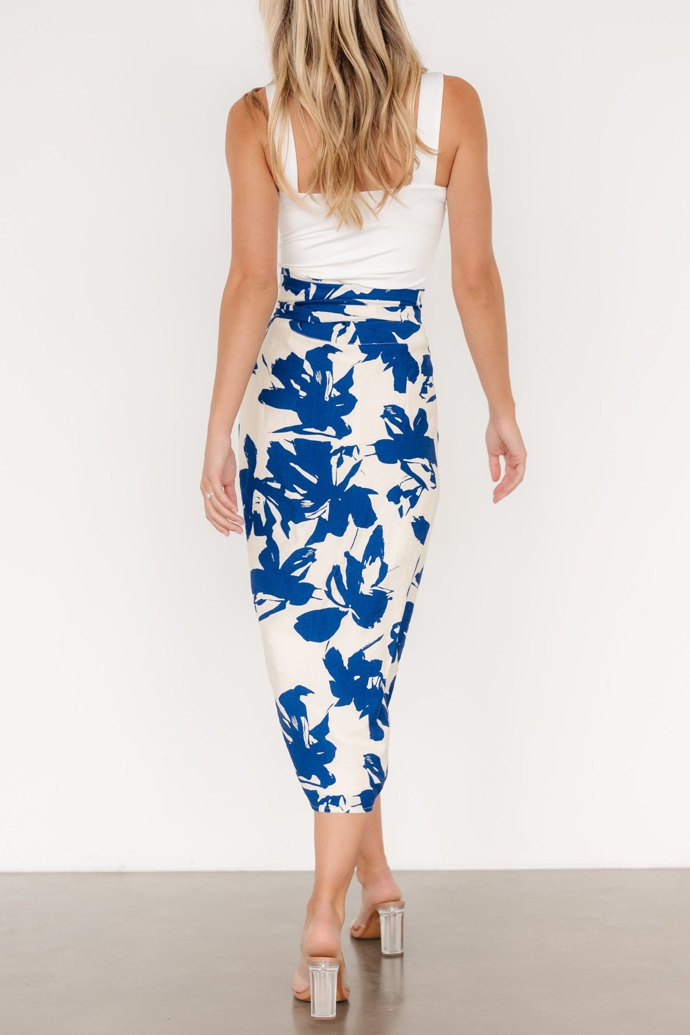 Vista Wrap Midi Skirt | Blue Print - Baltic Born