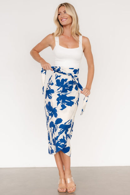 Vista Wrap Midi Skirt | Blue Print - Baltic Born