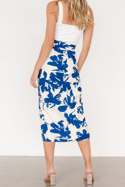 Vista Wrap Midi Skirt | Blue Print - Baltic Born