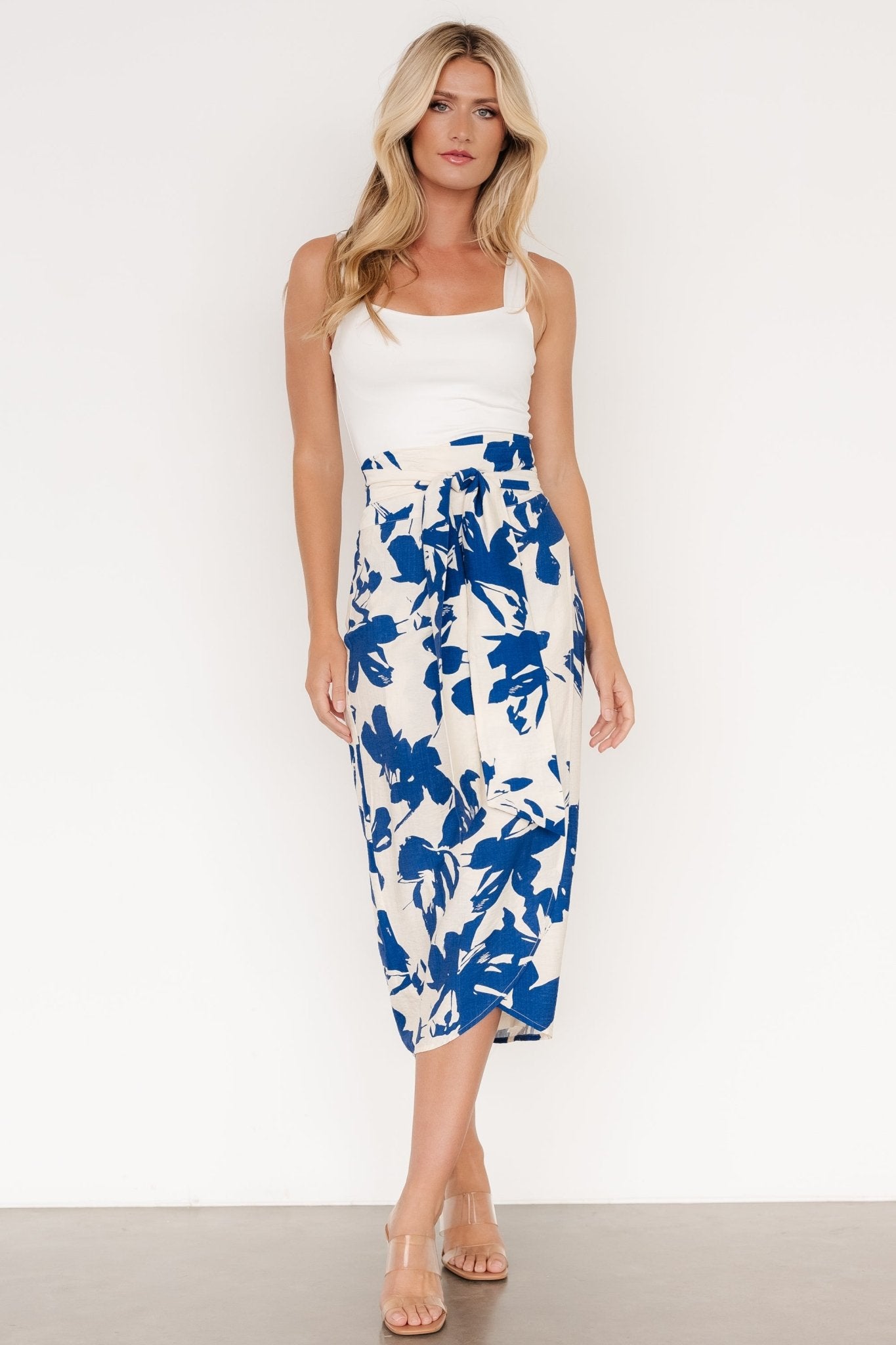 Vista Wrap Midi Skirt | Blue Print - Baltic Born