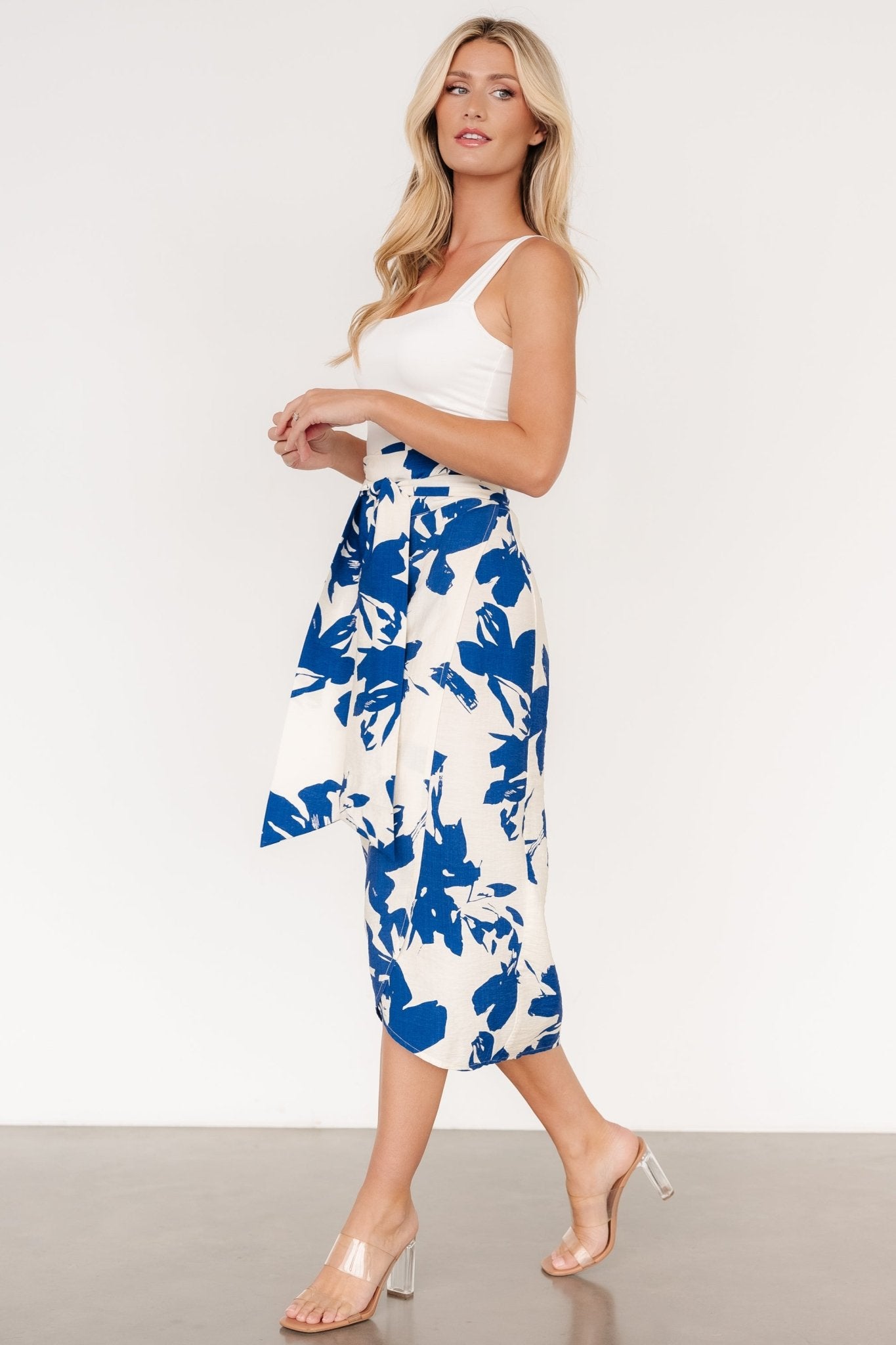 Vista Wrap Midi Skirt | Blue Print - Baltic Born