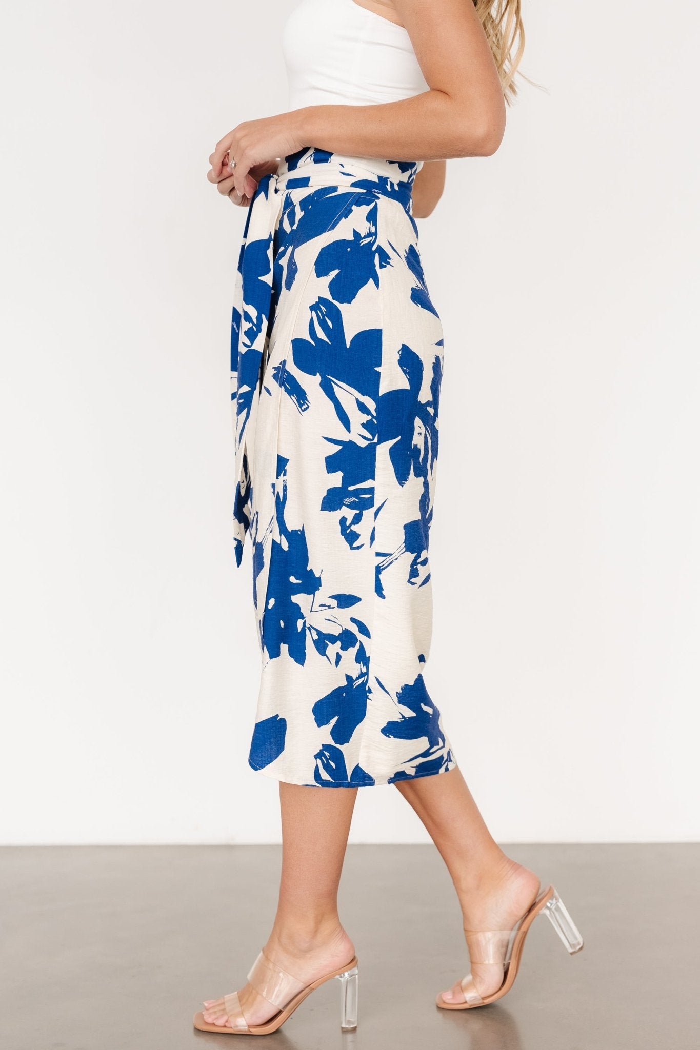 Vista Wrap Midi Skirt | Blue Print - Baltic Born