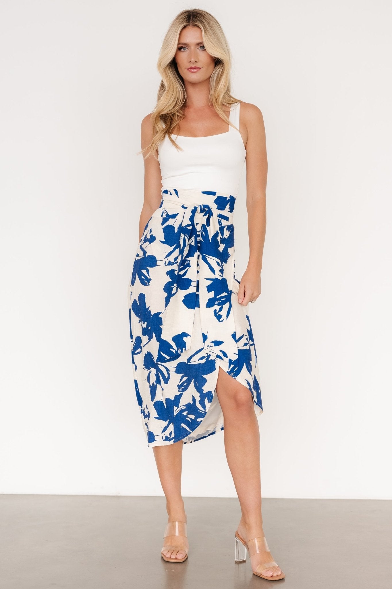 Vista Wrap Midi Skirt | Blue Print - Baltic Born