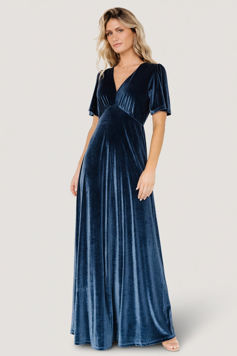 Baltic Born Womens Vivian Velvet Maxi Dress | Blue