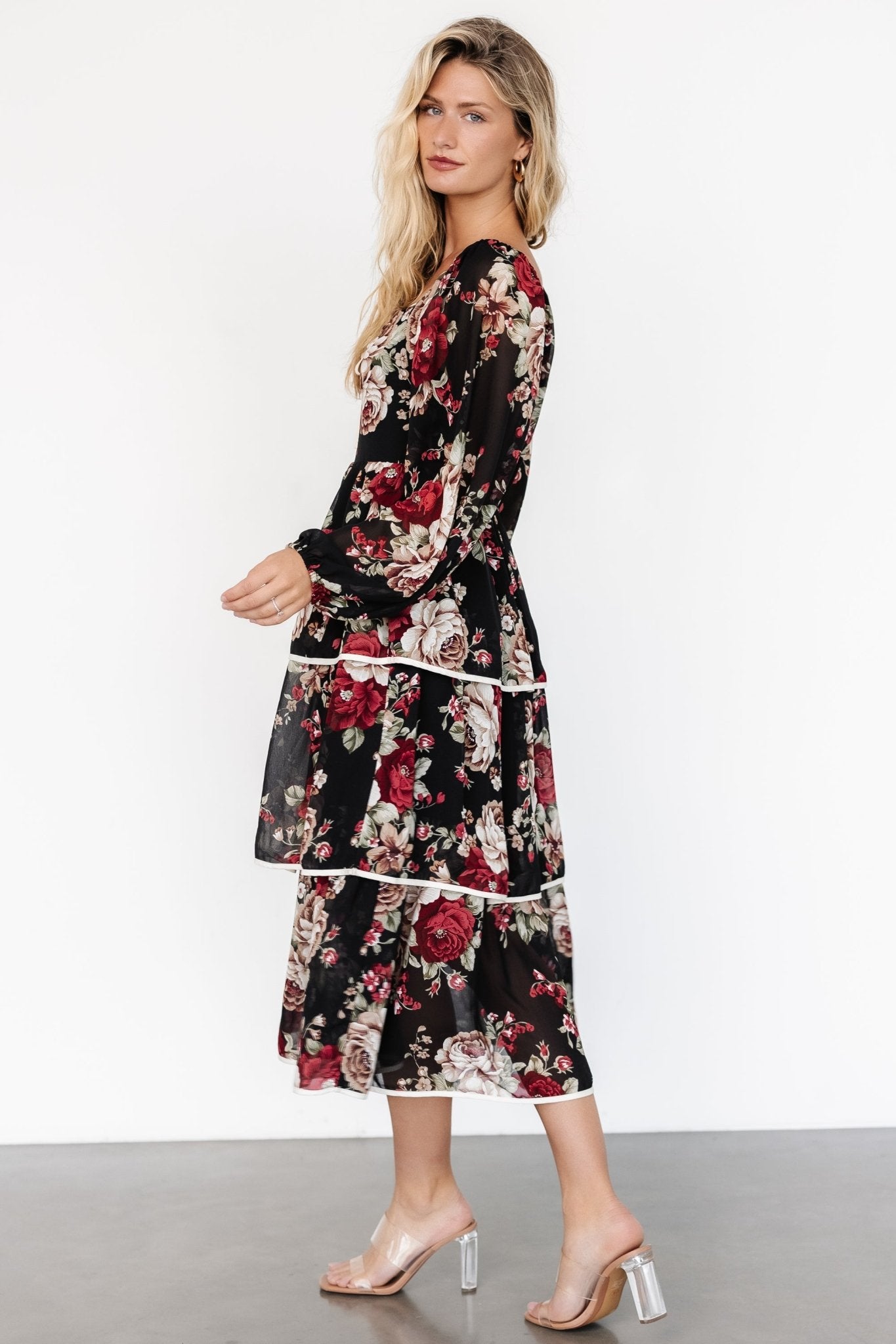 Viviana Tiered Dress | Black Floral - Baltic Born