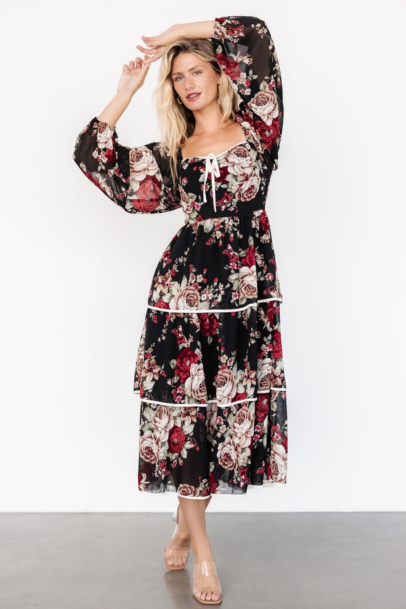 Viviana Tiered Dress | Black Floral - Baltic Born