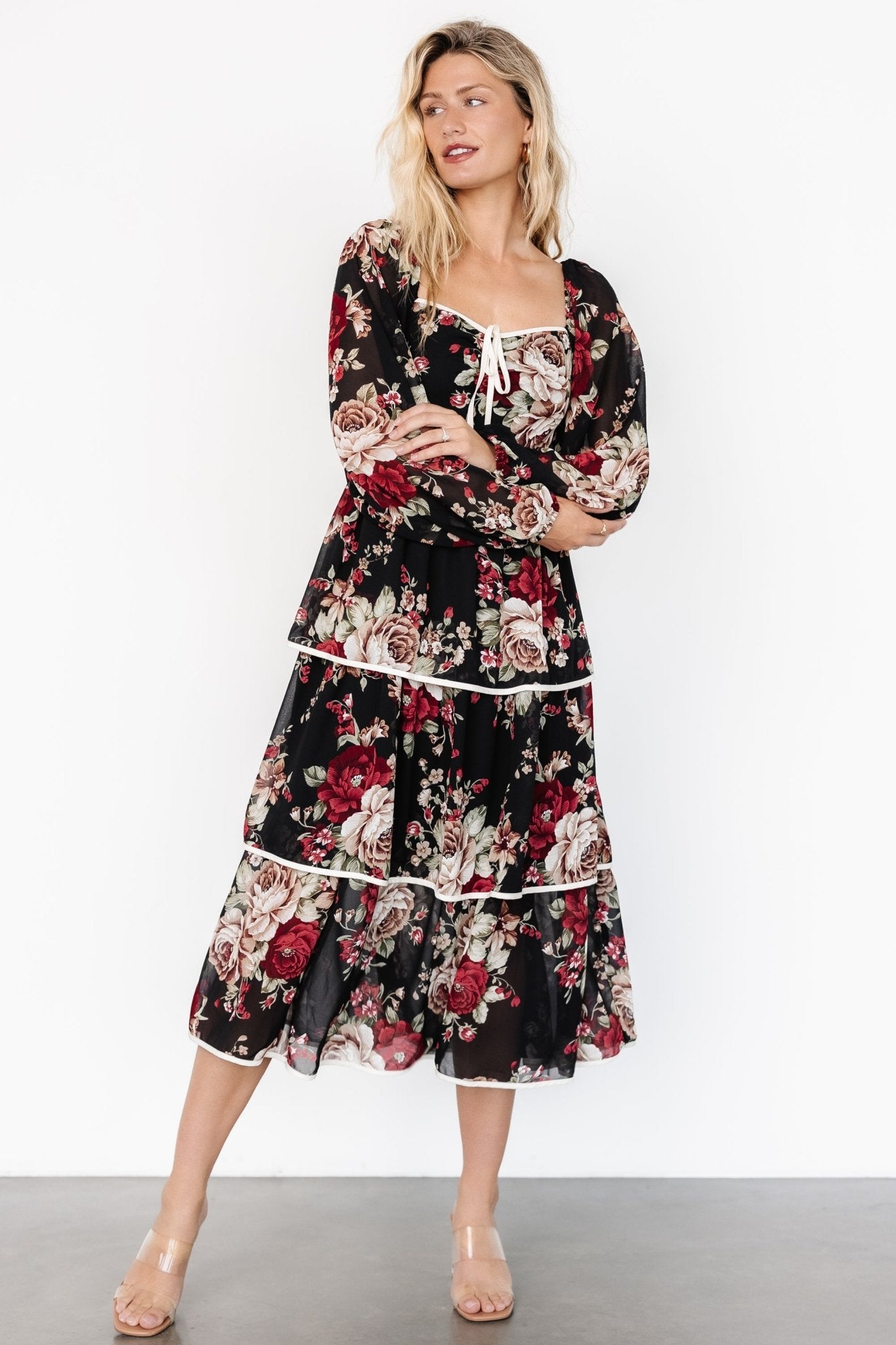 Viviana Tiered Dress | Black Floral - Baltic Born