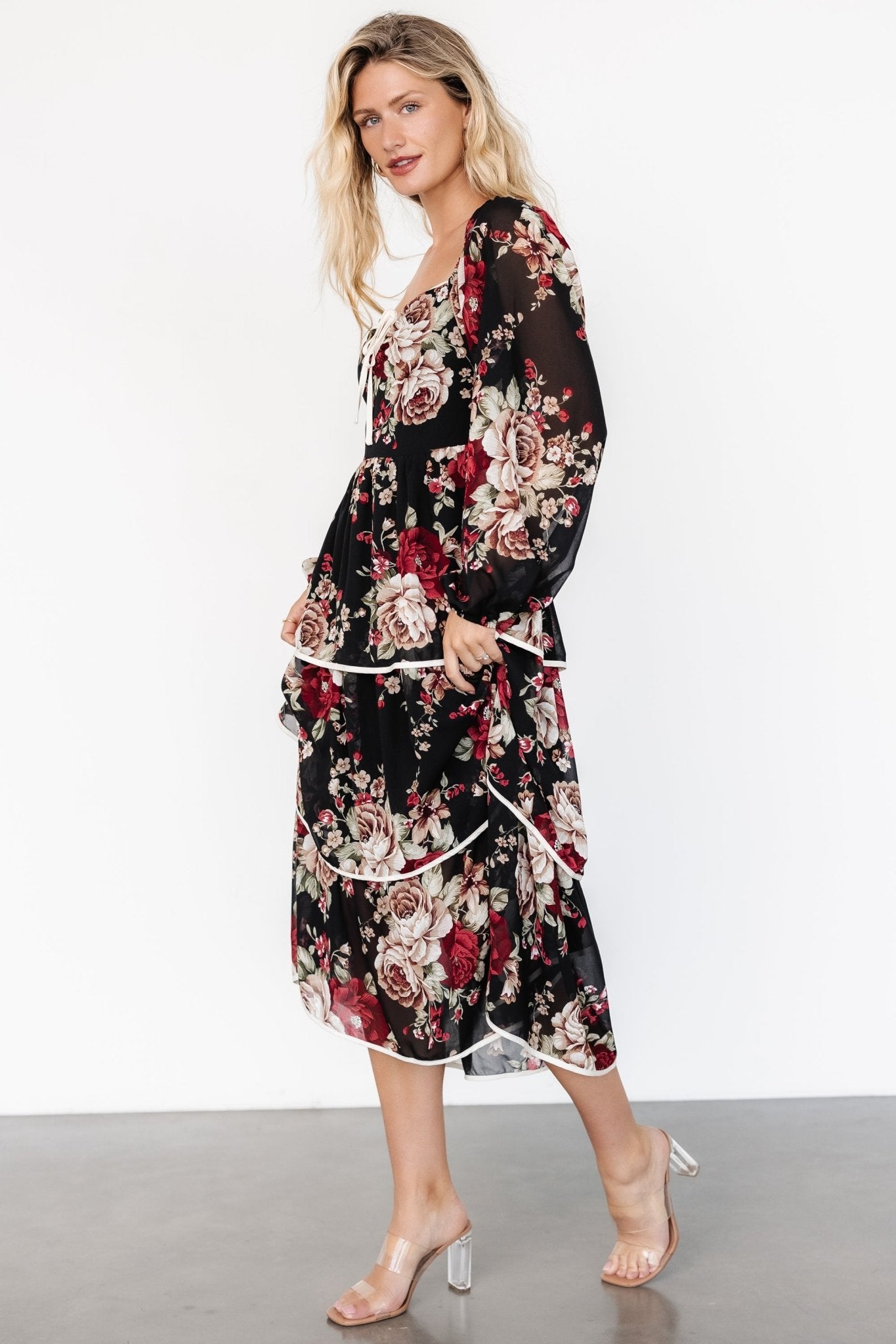 Viviana Tiered Dress | Black Floral - Baltic Born