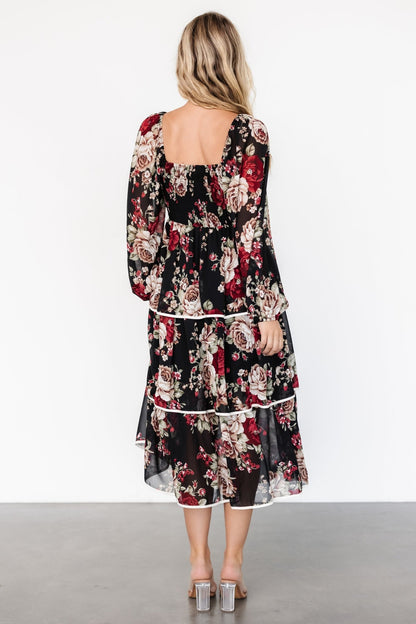 Viviana Tiered Dress | Black Floral - Baltic Born