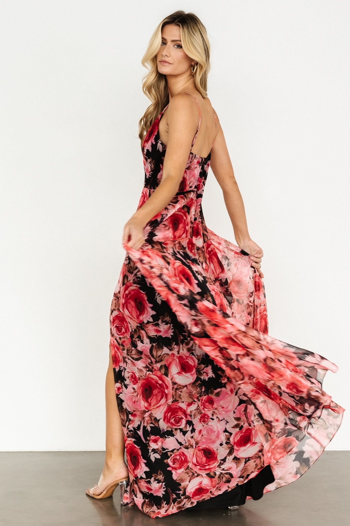 Vivienne Maxi Dress | Pink + Black Floral - Baltic Born