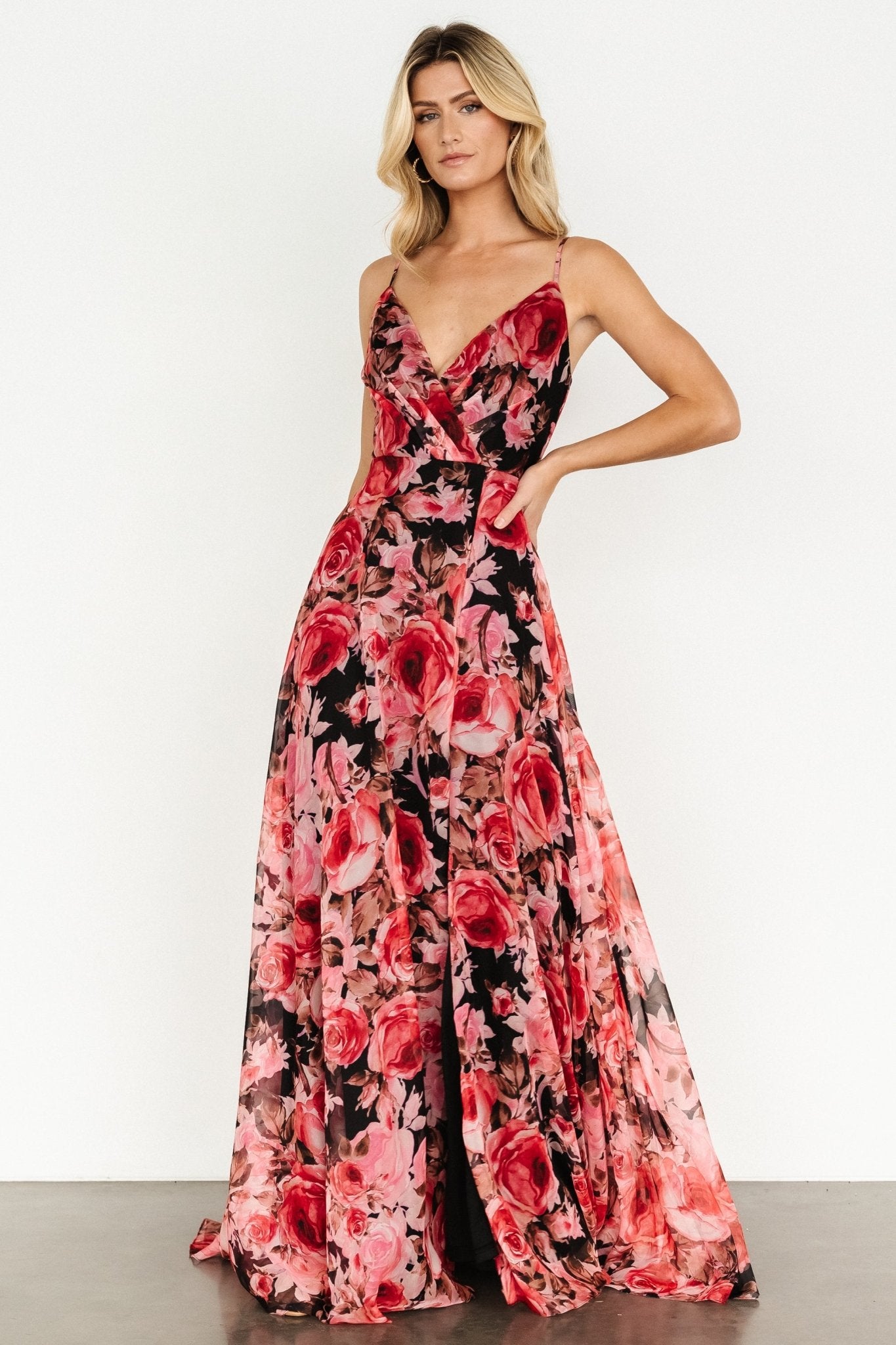 Vivienne Maxi Dress | Pink + Black Floral - Baltic Born