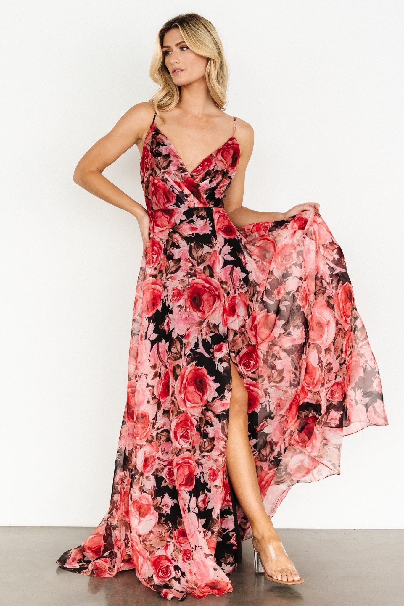 Vivienne Maxi Dress | Pink + Black Floral - Baltic Born