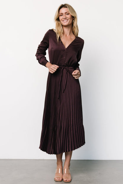 Waco Pleated Dress | Dark Plum - Baltic Born