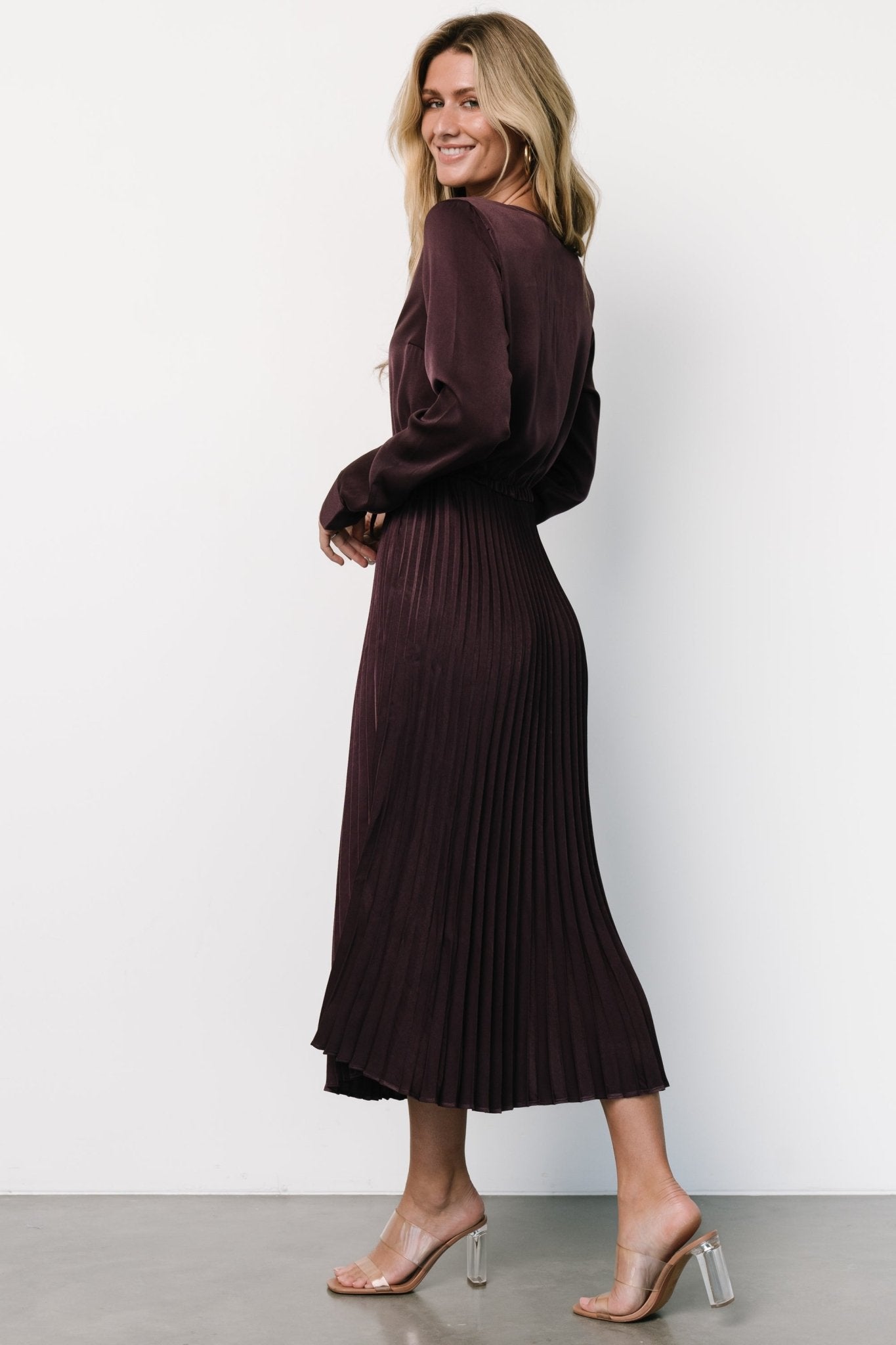 Waco Pleated Dress | Dark Plum - Baltic Born