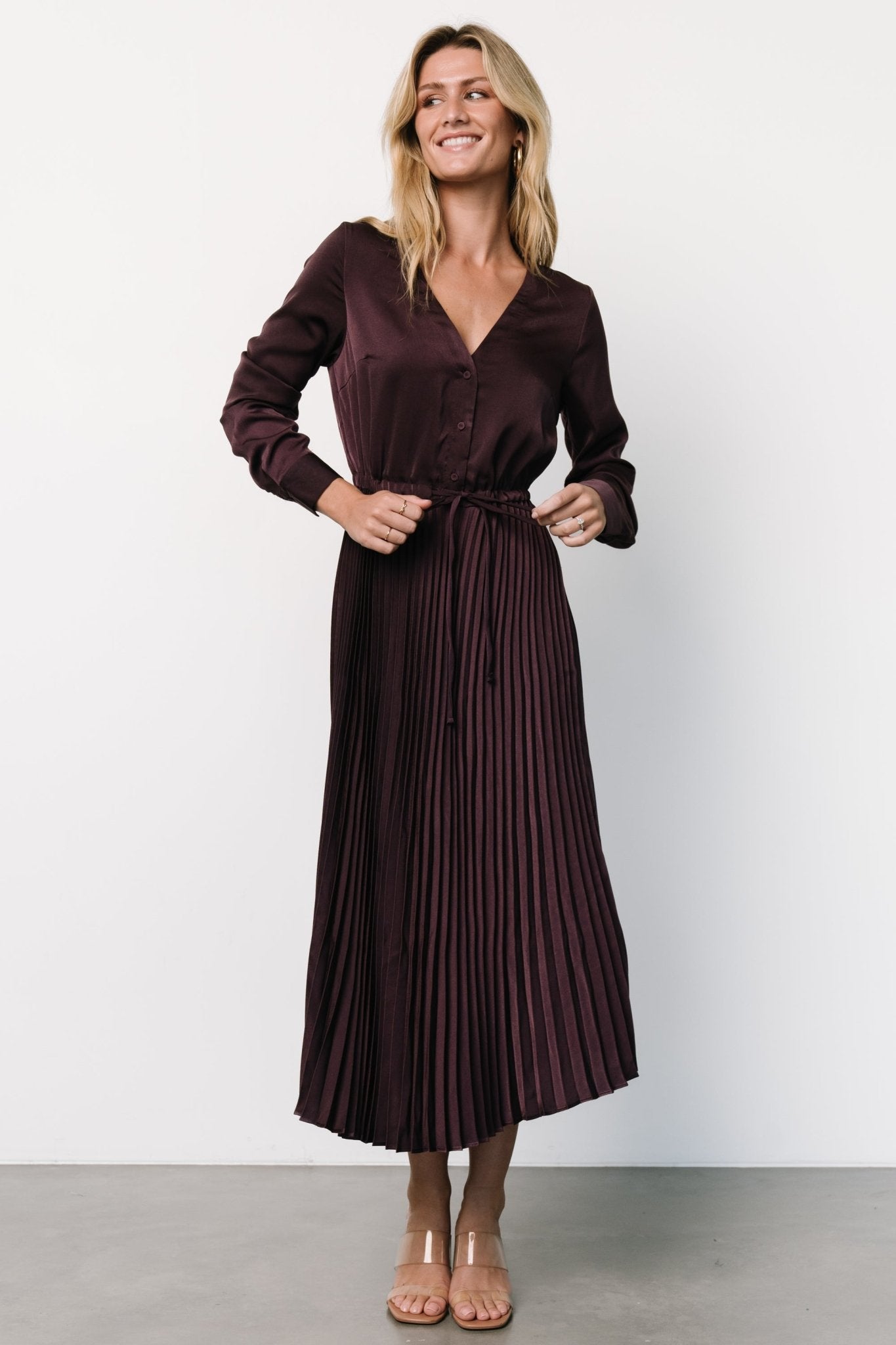 Waco Pleated Dress | Dark Plum - Baltic Born