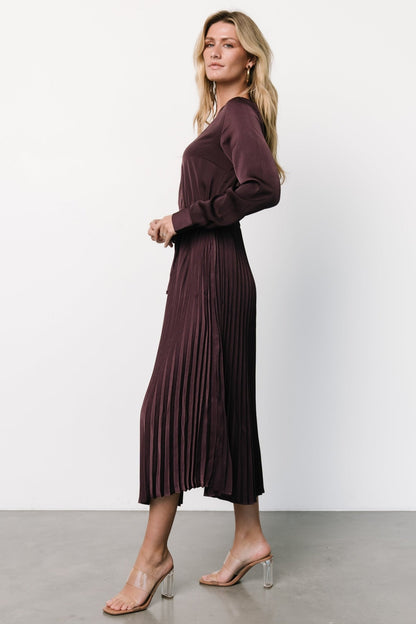 Waco Pleated Dress | Dark Plum - Baltic Born