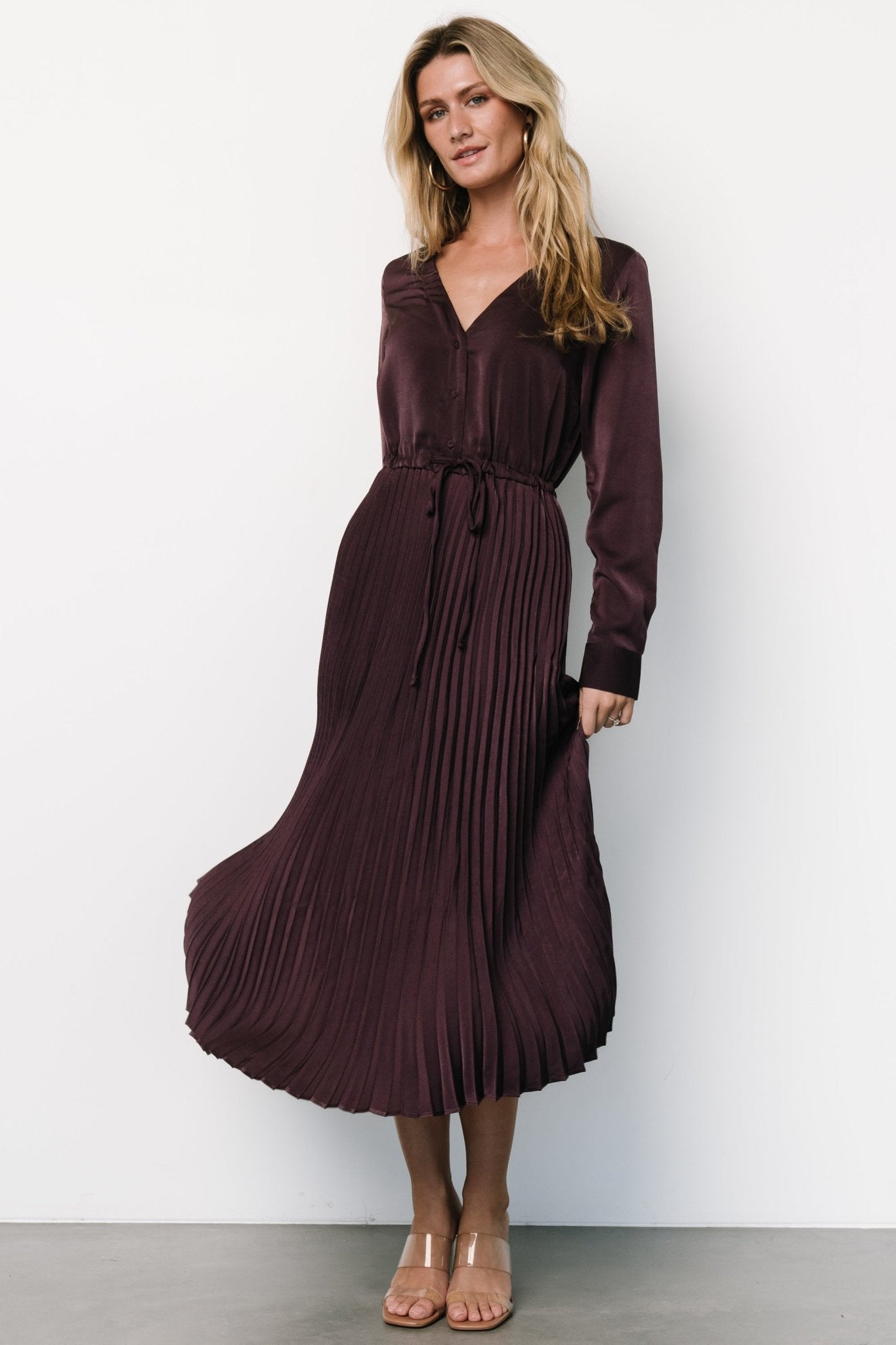 Waco Pleated Dress | Dark Plum - Baltic Born