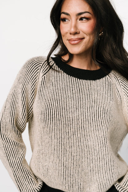 Winifred Ribbed Sweater | Black + Ivory - Baltic Born