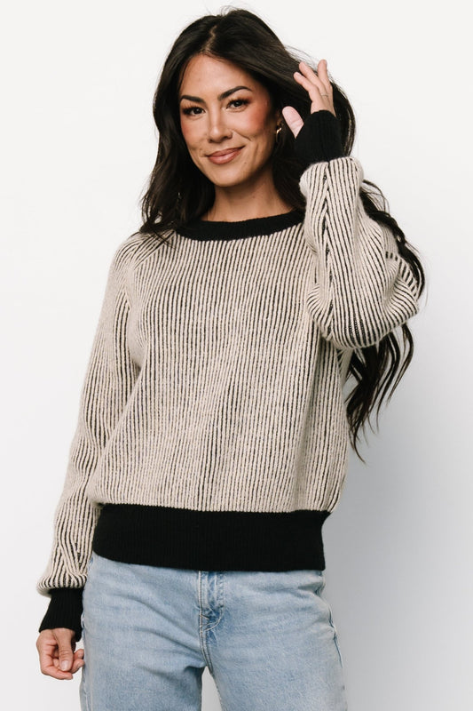 Winifred Ribbed Sweater | Black + Ivory - Baltic Born