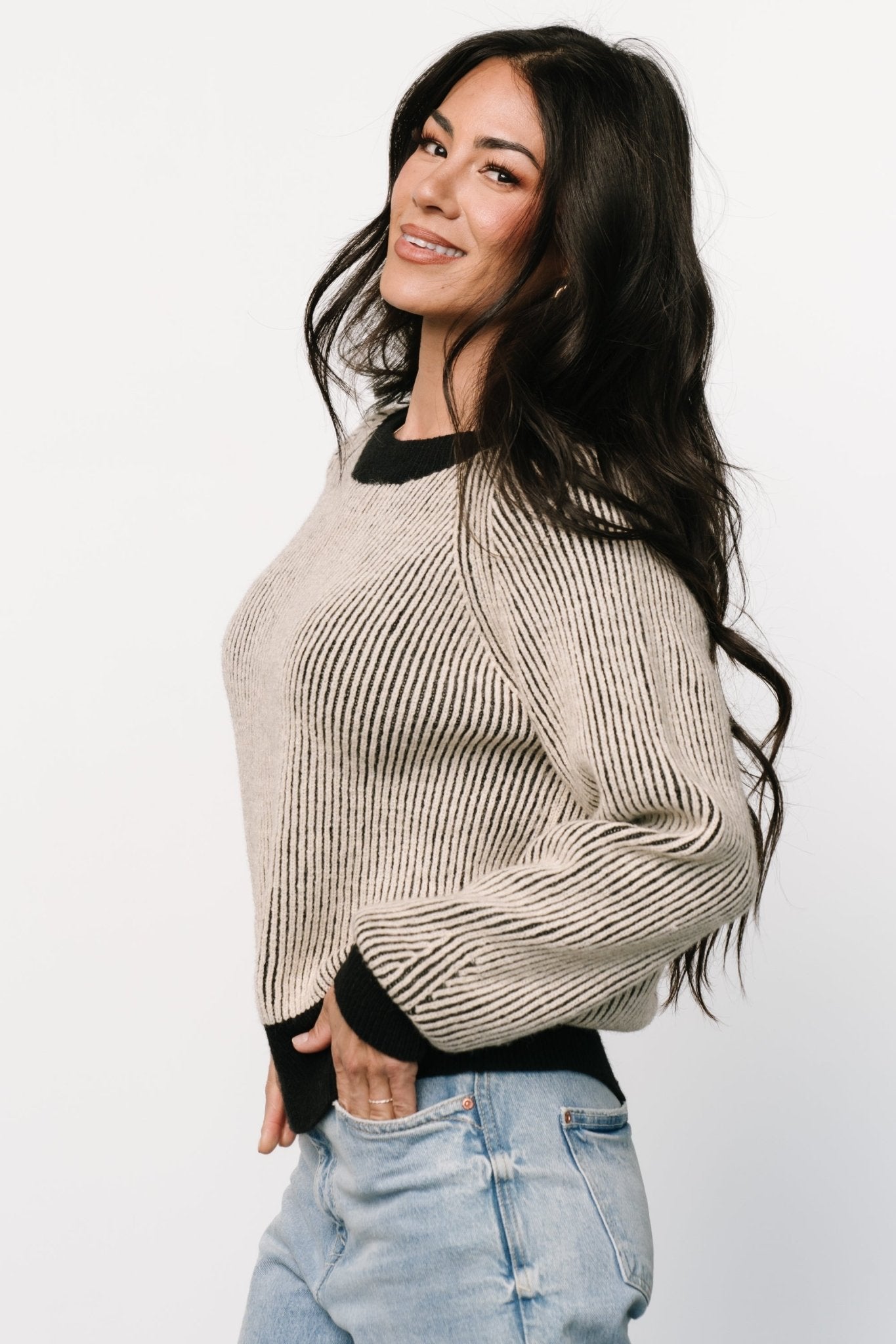 Winifred Ribbed Sweater | Black + Ivory - Baltic Born