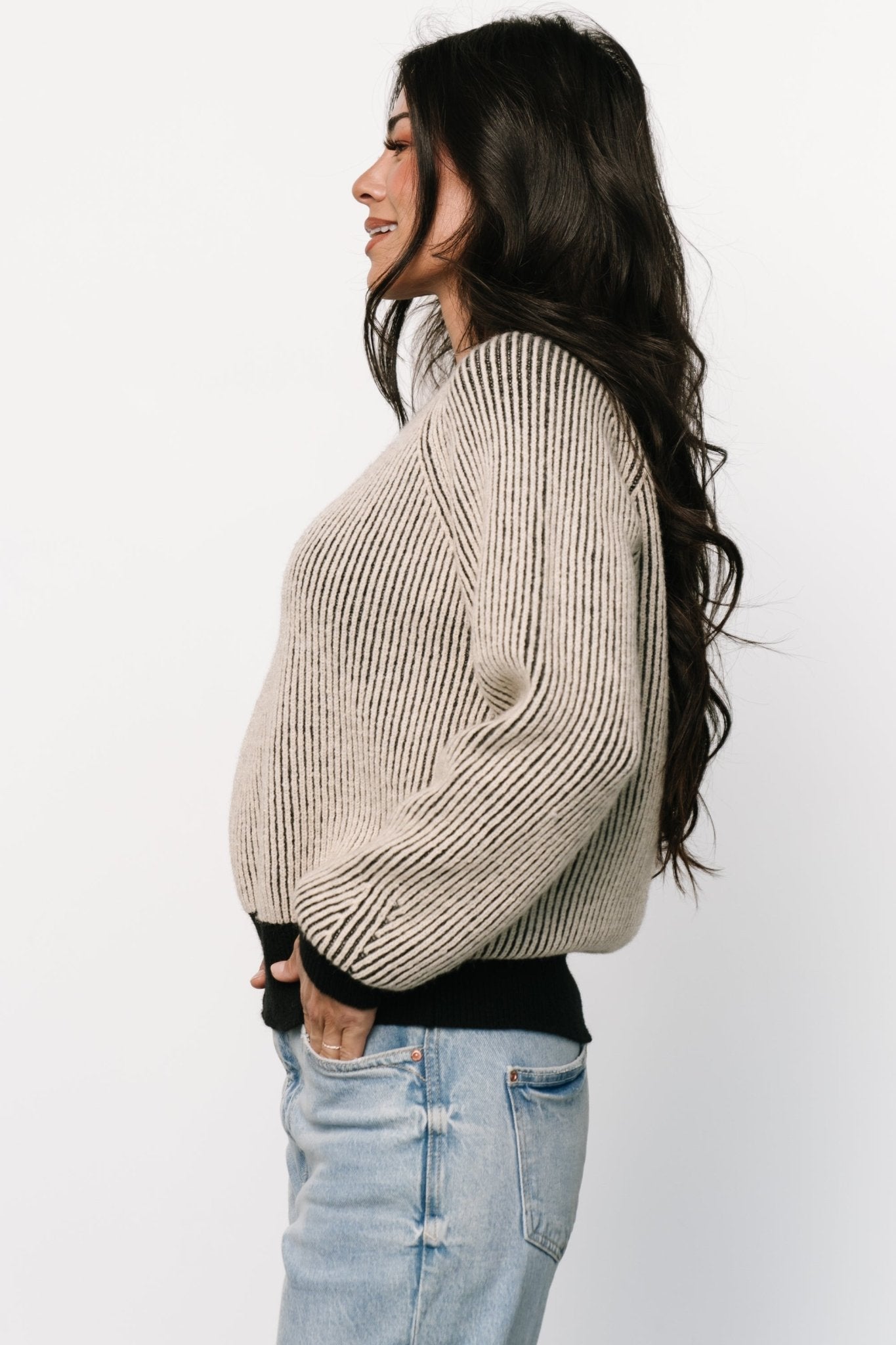 Winifred Ribbed Sweater | Black + Ivory - Baltic Born