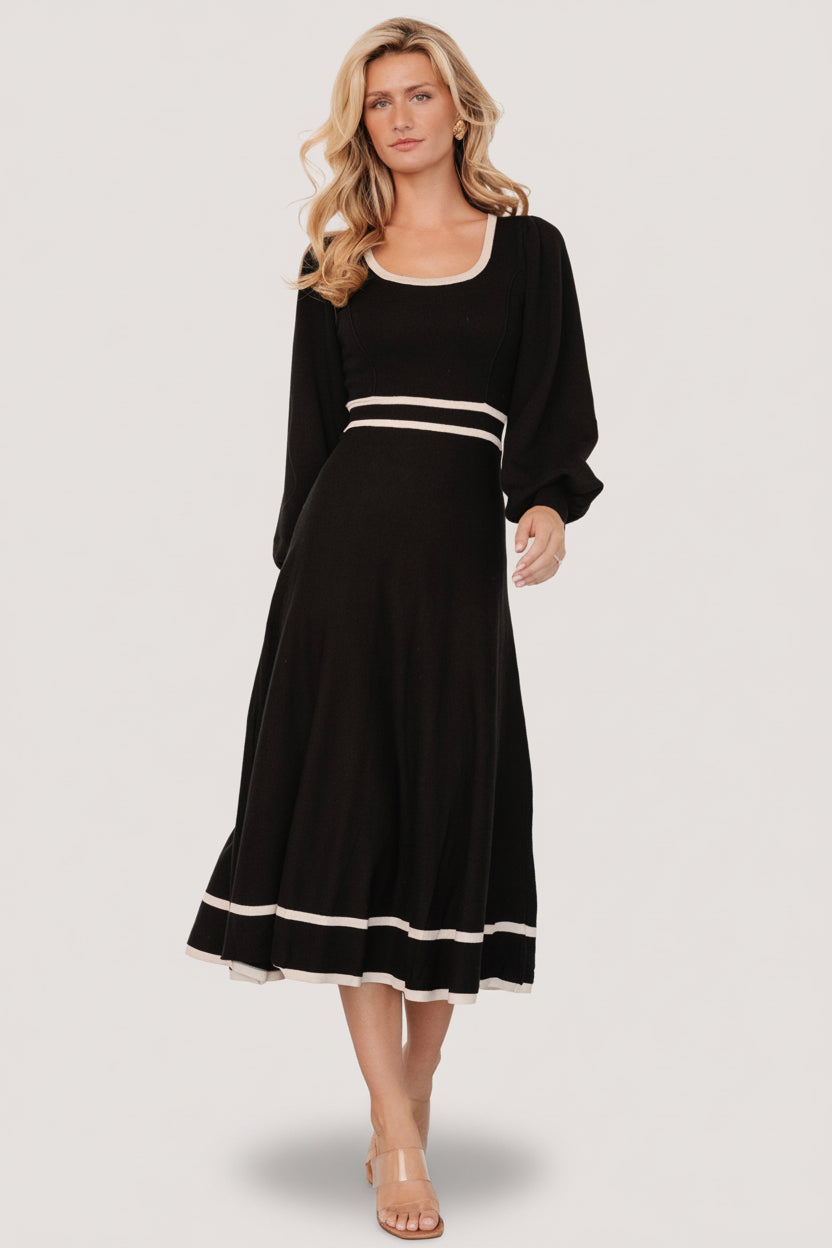 Baltic Born Womens Winslet Knit Dress | Black + Cream | Size: XL Baltic Born Womens Winslet Knit Dress | Black + Cream | Size: XL