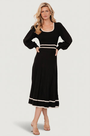 Baltic Born Womens Winslet Knit Dress | Black + Cream
