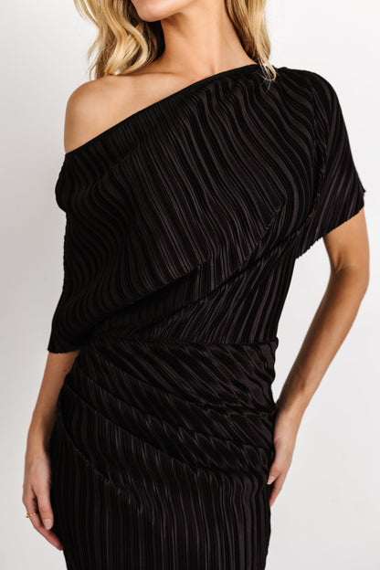 Winslow Pleated Midi Dress | Black - Baltic Born