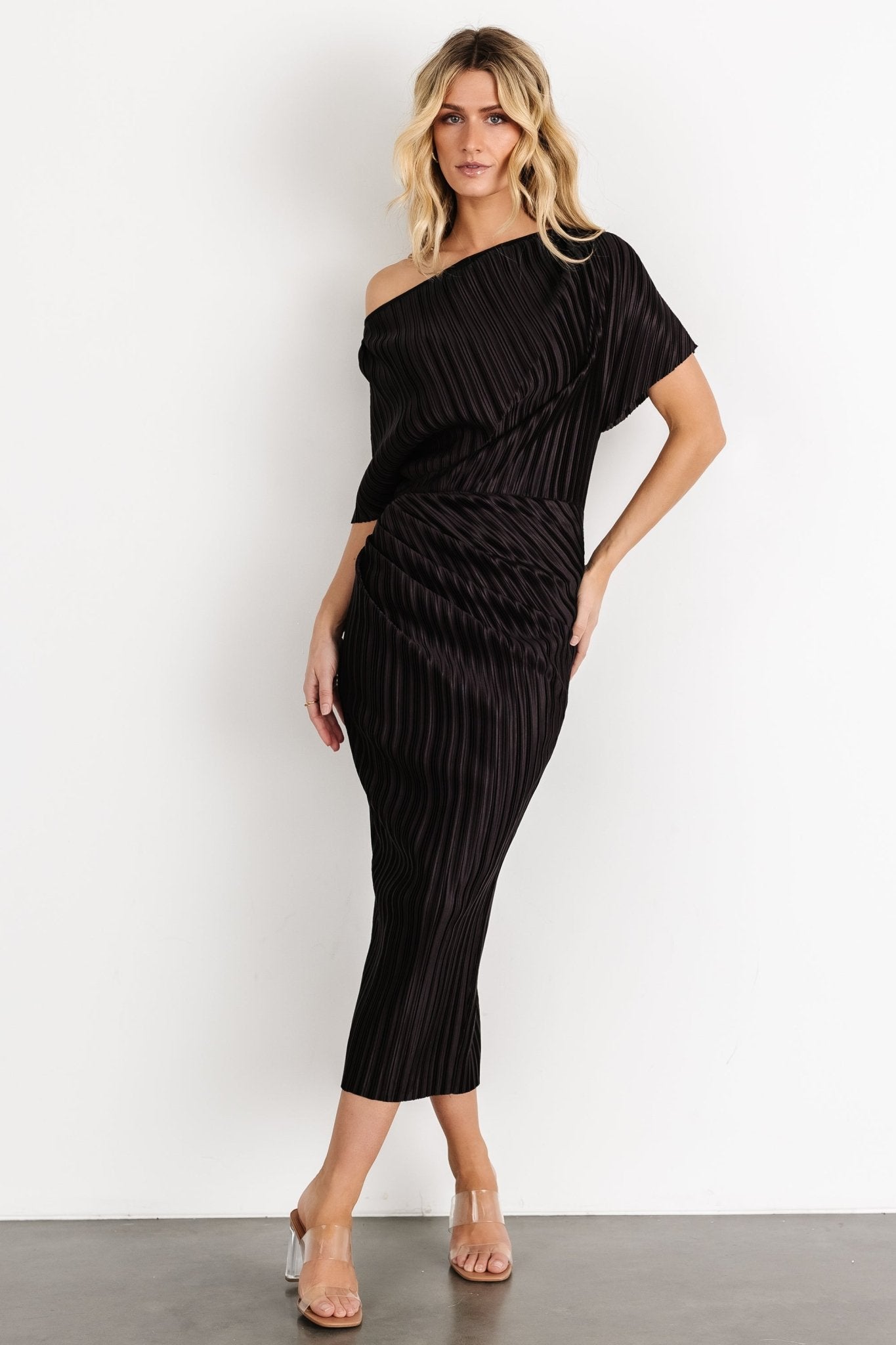 Winslow Pleated Midi Dress | Black - Baltic Born