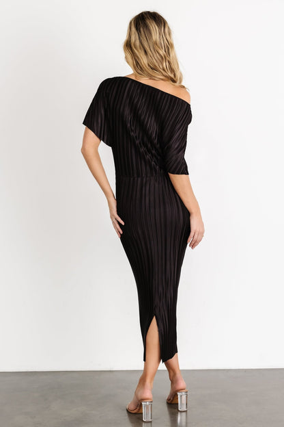 Winslow Pleated Midi Dress | Black - Baltic Born