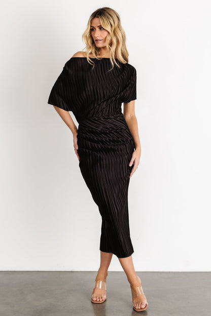 Winslow Pleated Midi Dress | Black - Baltic Born