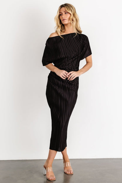 Winslow Pleated Midi Dress | Black - Baltic Born