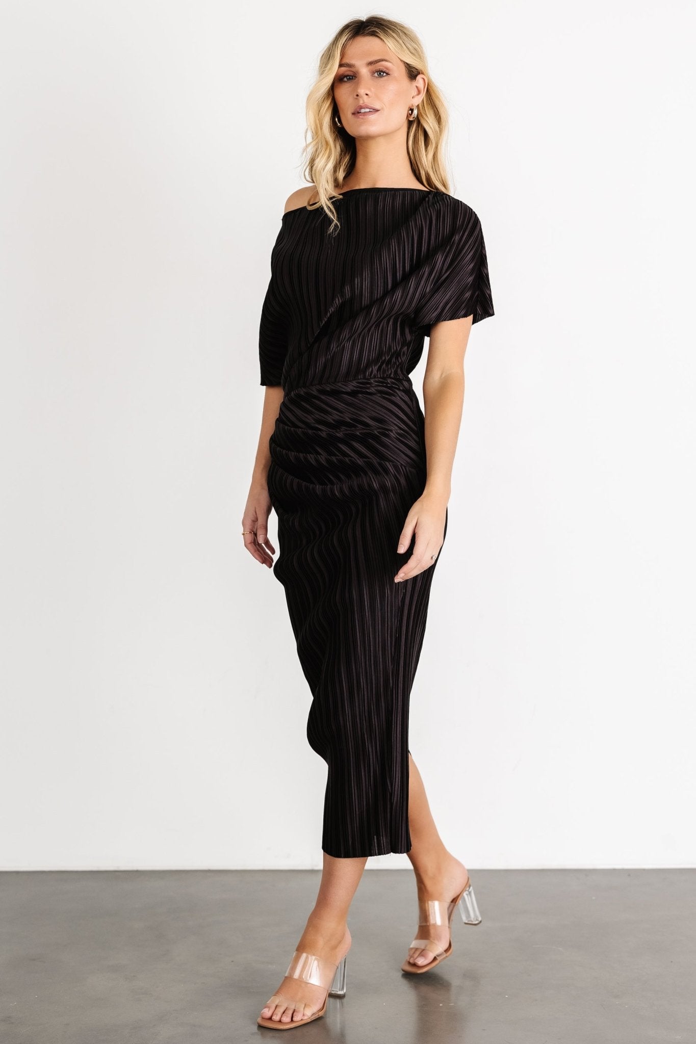 Winslow Pleated Midi Dress | Black - Baltic Born