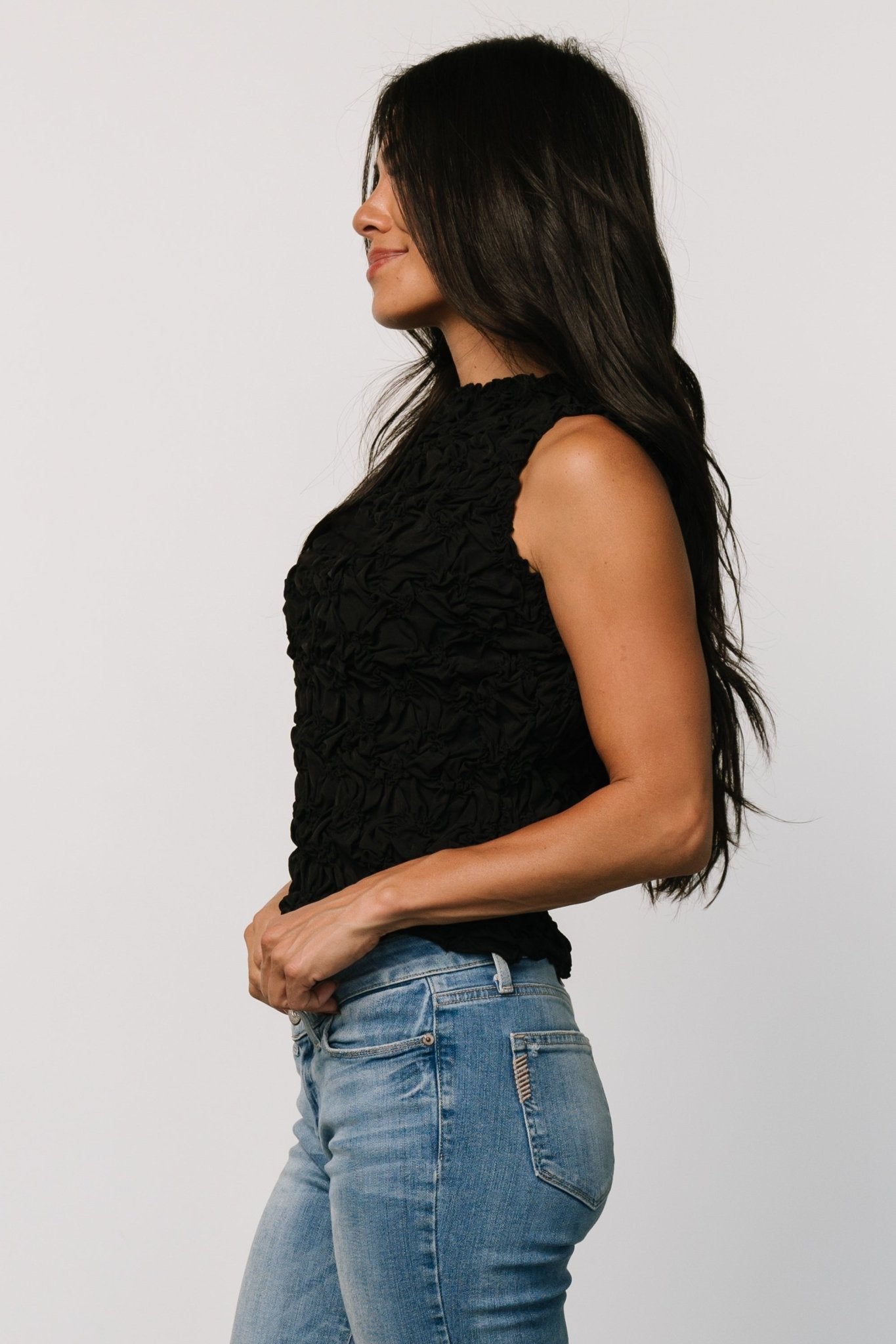 Wyn Textured Tank Top | Black - Baltic Born