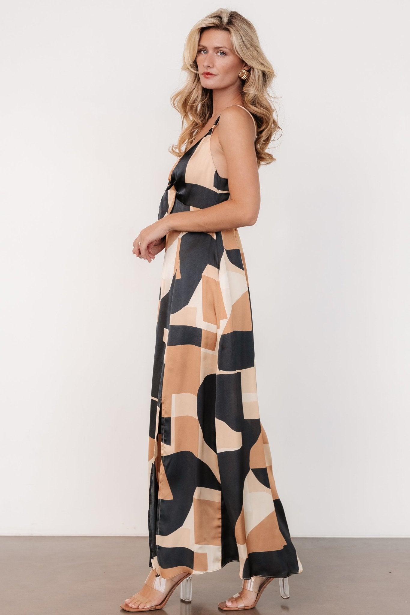 Xanthe Slip Dress | Midnight + Taupe Print - Baltic Born