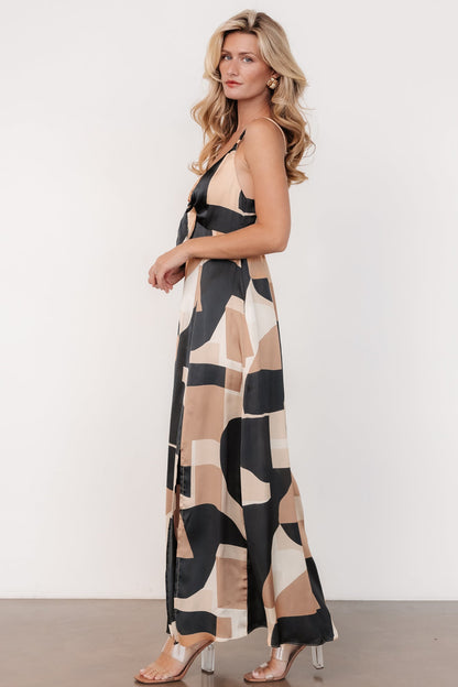 Xanthe Slip Dress | Midnight + Taupe Print - Baltic Born