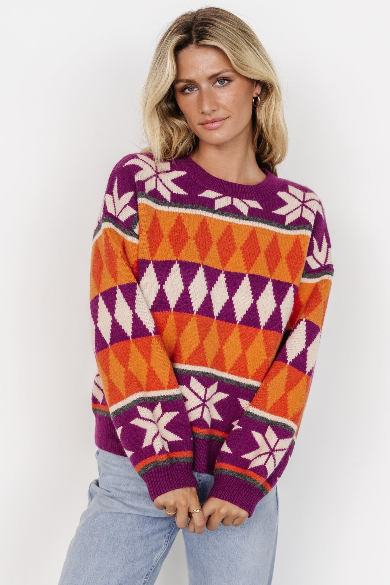 Zermatt Sweater | Magenta + Orange Print - Baltic Born