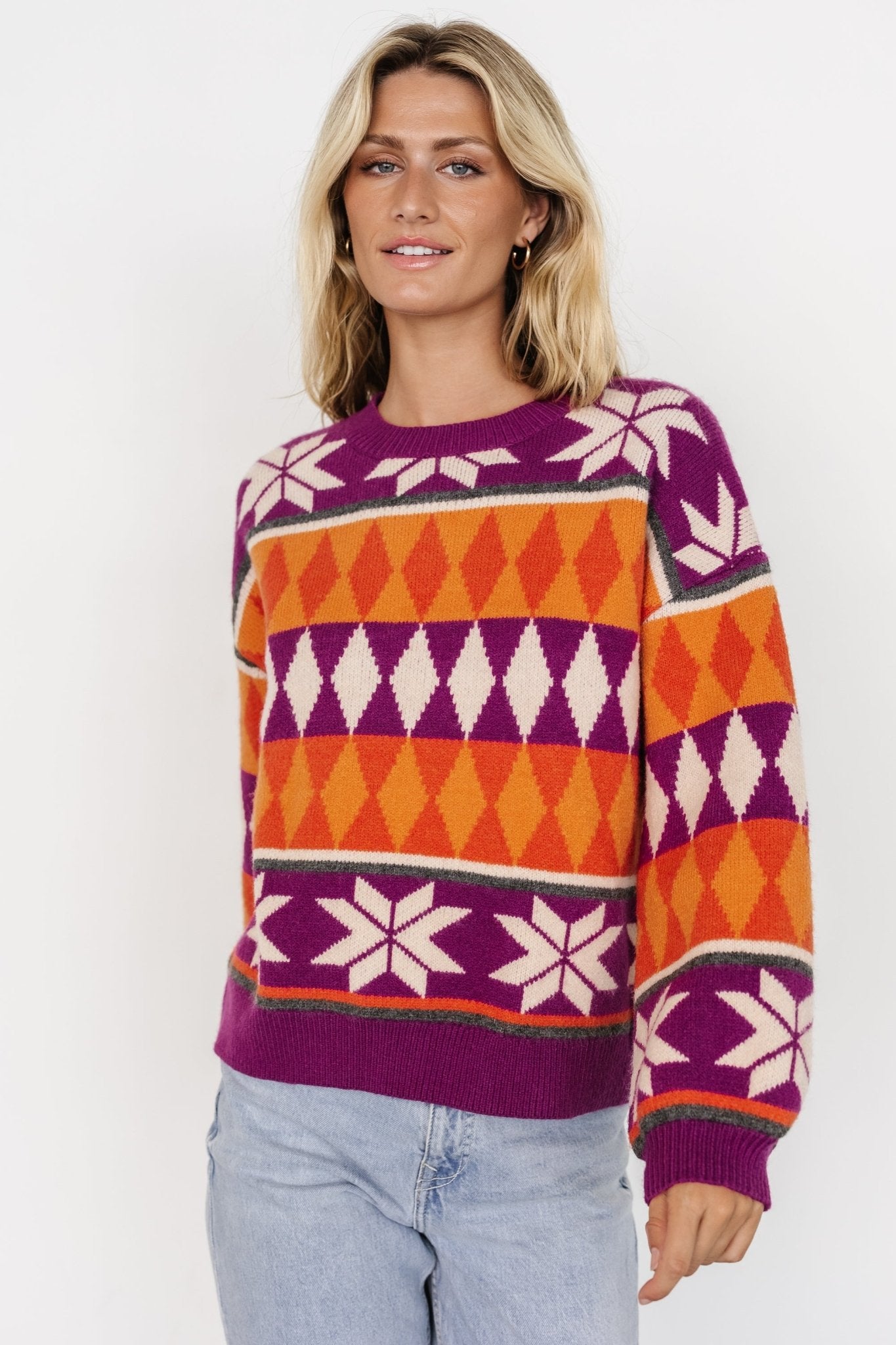 Zermatt Sweater | Magenta + Orange Print - Baltic Born