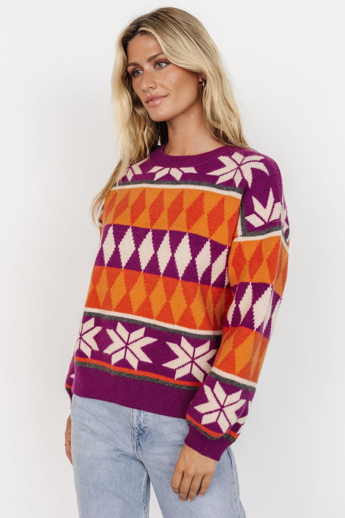 Zermatt Sweater | Magenta + Orange Print - Baltic Born