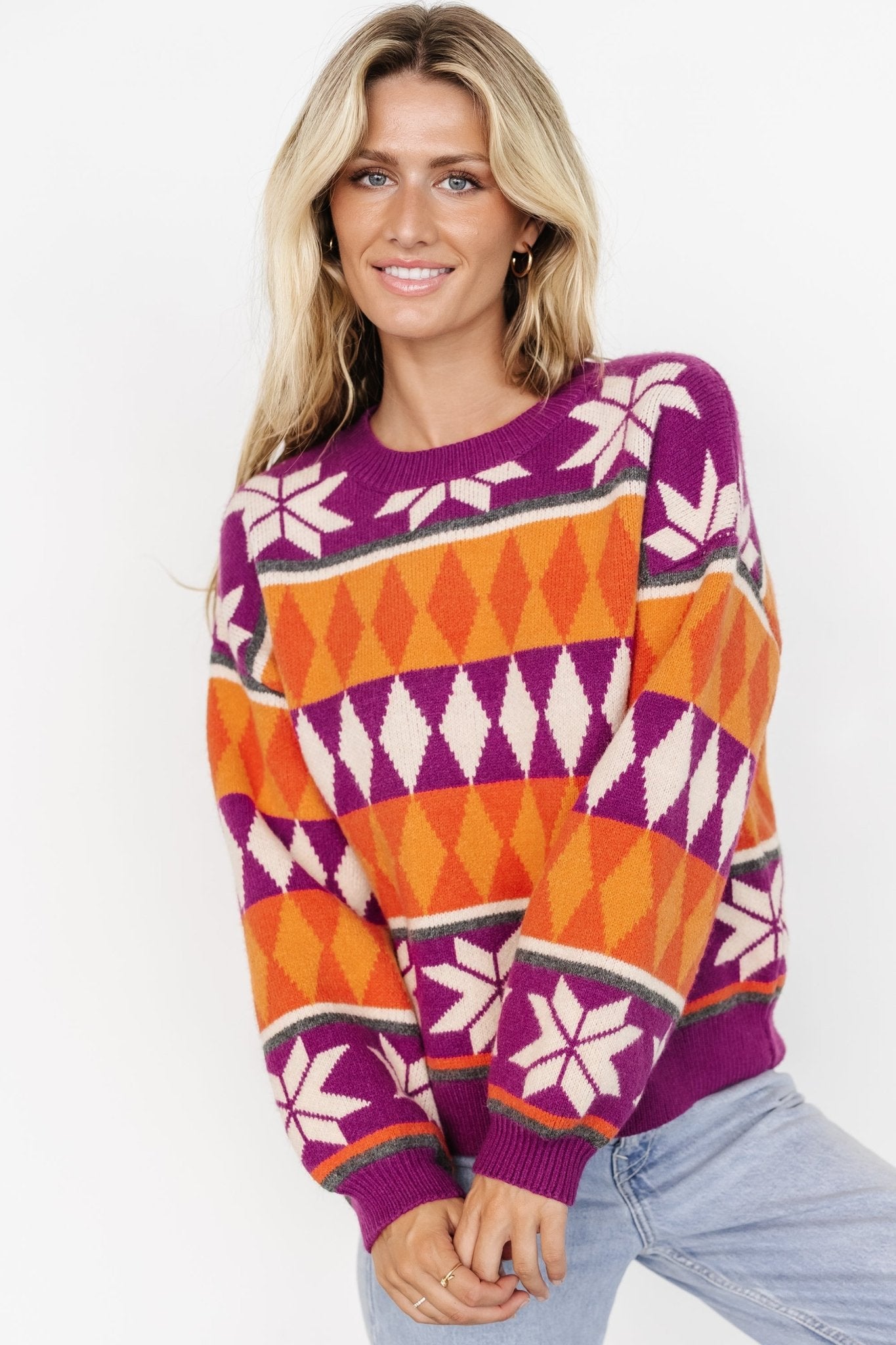 Zermatt Sweater | Magenta + Orange Print - Baltic Born