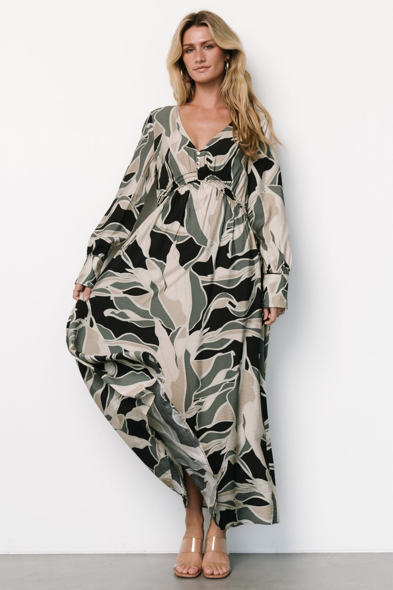 Zinnia Maxi Dress | Black + Eucalyptus Print - Baltic Born