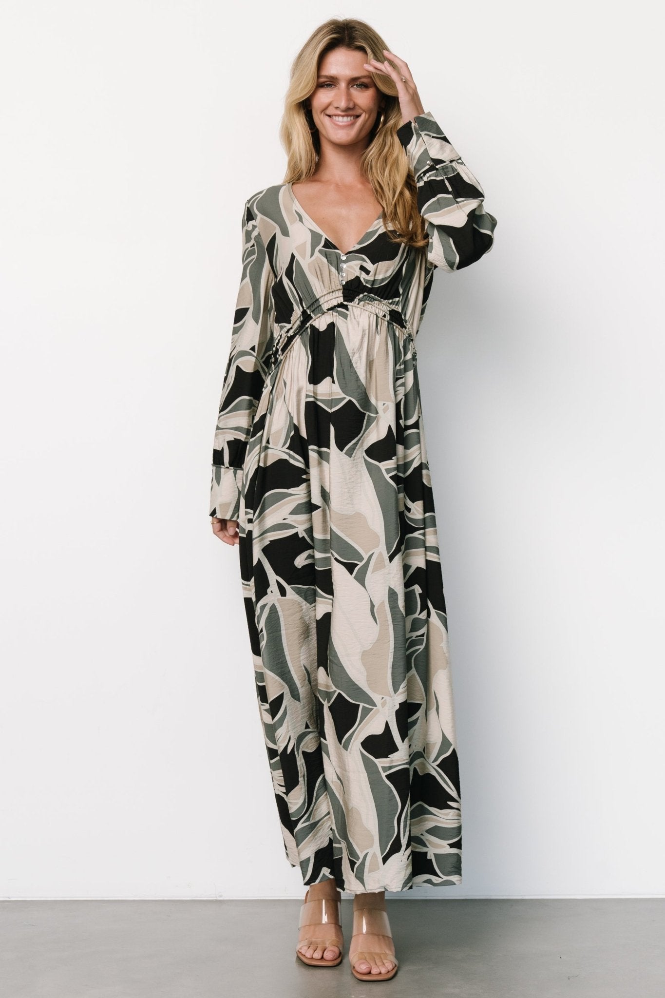 Zinnia Maxi Dress | Black + Eucalyptus Print - Baltic Born