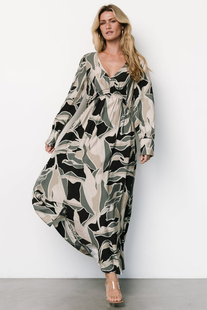 Zinnia Maxi Dress | Black + Eucalyptus Print - Baltic Born