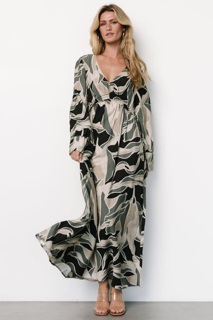 Zinnia Maxi Dress | Black + Eucalyptus Print - Baltic Born