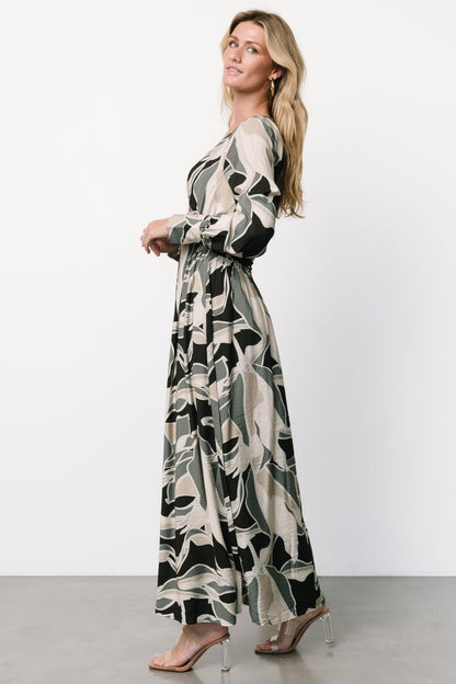 Zinnia Maxi Dress | Black + Eucalyptus Print - Baltic Born