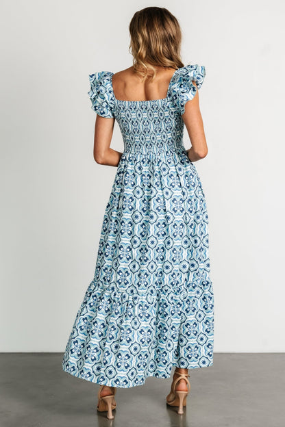 Zoey Smocked Maxi Dress | Blue Print - Baltic Born