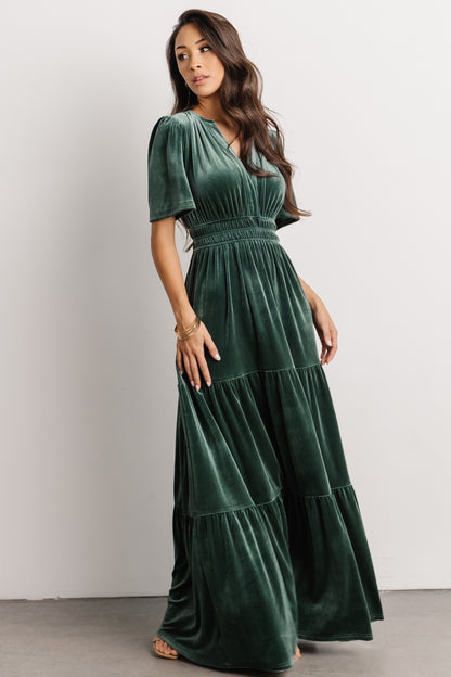 Artemis Velvet Maxi Dress | Deep Lagoon